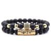 Amazon Source 8mm Black Frosted Stone Micro-Inlaid Zircon Bracelet Natural Stone Stone Set Elastic Bracelet