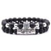 Amazon Source 8mm Black Frosted Stone Micro-Inlaid Zircon Bracelet Natural Stone Stone Set Elastic Bracelet