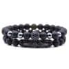 Amazon Source 8mm Black Frosted Stone Micro-Inlaid Zircon Bracelet Natural Stone Stone Set Elastic Bracelet