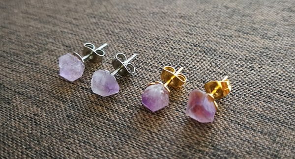 Amethyst Crushed Stone Stud Earrings
