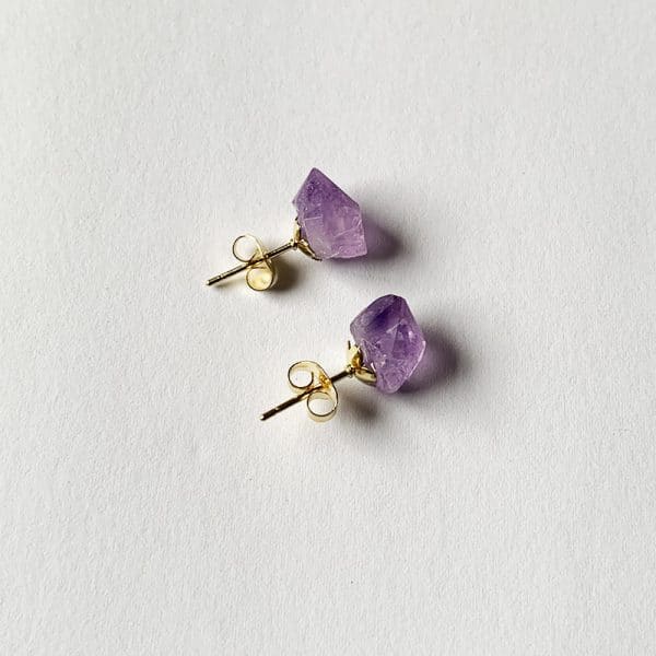 Amethyst Crushed Stone Stud Earrings