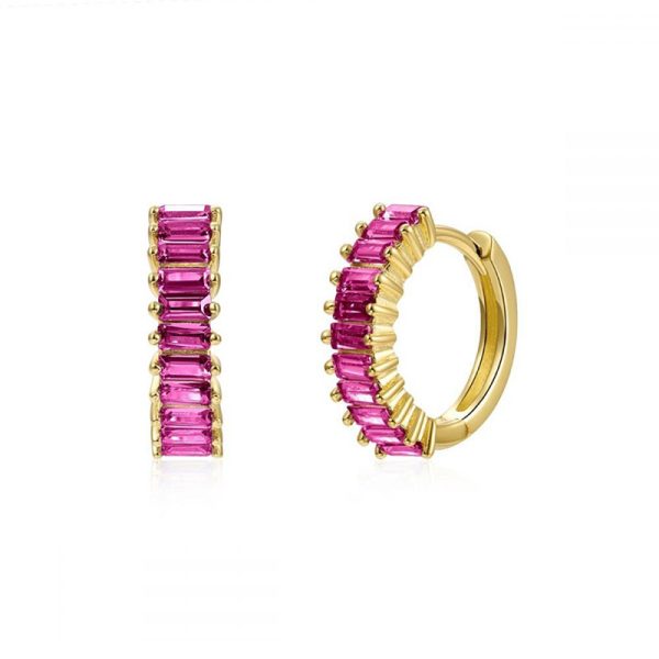S925 Silver Hot Selling Cross Border Europe And The United States Big Circle Zircon Earrings With Multi-Color Round Earrings And Earrings