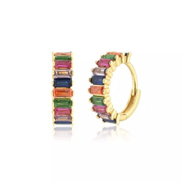S925 Silver Hot Selling Cross Border Europe And The United States Big Circle Zircon Earrings With Multi-Color Round Earrings And Earrings