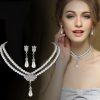 European And American Jewelry Bride Pearl Crystal With Short Collarbone Neck Necklace Set Earrings Korean Version Temperament