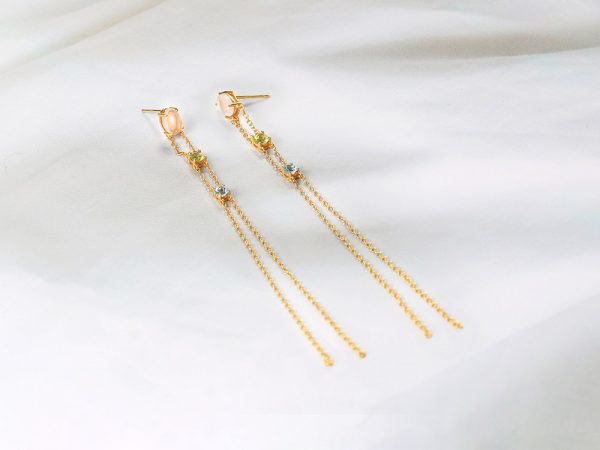 925 Pure Silver Natural Powdery Olivine Topaz Fringed Set Jewelry