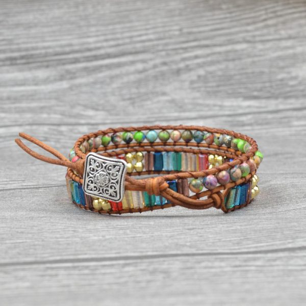 Natural Stone Beaded Double Bracelet Hand Jewelry