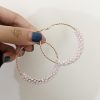 Simple And Versatile Retro Fashion Metal Circle Pearl Winding Geometric Hoop Earrings
