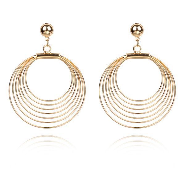 Simple And Versatile Retro Fashion Metal Circle Pearl Winding Geometric Hoop Earrings