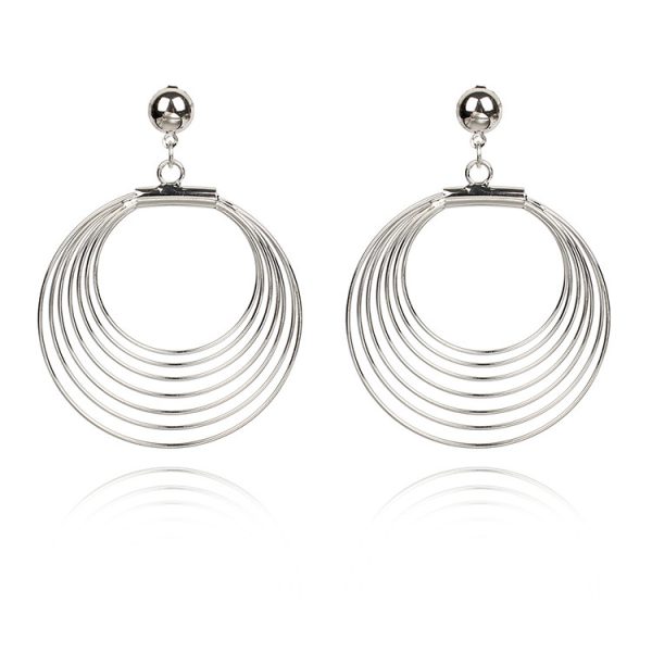 Simple And Versatile Retro Fashion Metal Circle Pearl Winding Geometric Hoop Earrings