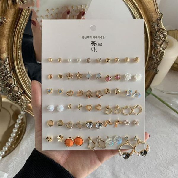 1619751435133.jpg Mini Set Earrings Female Korean Style Simple Student Trend Earrings