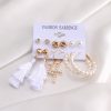 Inlaid Pearl Ladies Earrings French Vintage Gold Earring Set