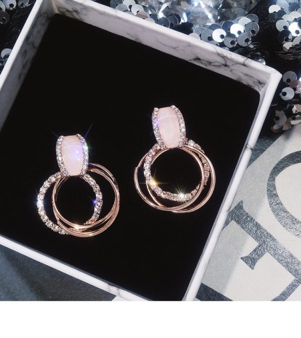 Rhinestone Dripping Circle Earrings