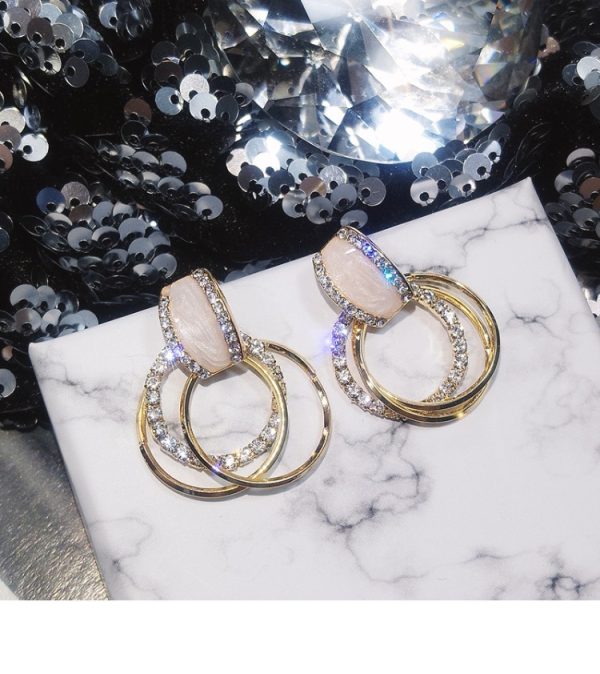 Rhinestone Dripping Circle Earrings