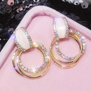 Rhinestone Dripping Circle Earrings