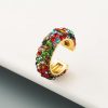 Fashion C Shape Earrings Alloy Set With Colorful Rhinestones
