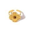 European And American Natural Stone Tiger-shaped Stone Non-fading 18K Gold Plating Simple Versatile Opening Ring