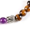 Ancient Silver Buddha Head 7 Chakra Yoga Energy Jewelry 8mm Stone Bracelet