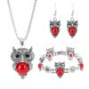 European And American Retro Jewelry Set Ethnic Turquoise Owl Pendant Inlaid Earrings Necklace Bracelet