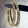 Diamond Double Row Large Circle Earrings
