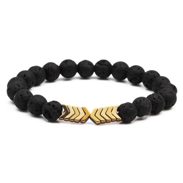8mm Energy Stone Small V Volcanic Stone Bracelet