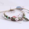Crumpled Chrysanthemum Bracelet With Flower Heart Stone, Scenic Souvenir Ceramic Jewelry, Woven Jewelry Store Merchandise