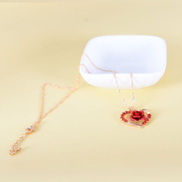 Rose Flower Necklace And Earrings Set European And American Fashion Ladies Gold-Plated Zircon Jewelry