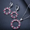 Ki0064 Korean Popular Foreign Trade Women'S Jewelry Set, Earrings, Aaa Zircon Hollow Ring And Chain