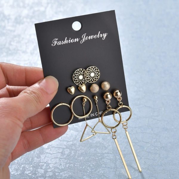 European And American Cross-Border New Tassel Earring Set Six-Piece Set