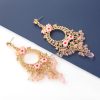 Alloy Acrylic Floral Earrings With Diamond Set Tassel