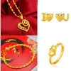 Sand Gold Jewelry Dragon and Phoenix Necklace Female Earrings Earrings Ring Bracelet Bracelet Wedding Four-piece Set Valentine Gift