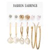 Acrylic Artificial Pearl Circle Tassel Earring Set 6 Pieces Cross Border Earrings