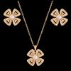Four-leaf Flower Micro-inlaid Zirconium Earrings Set Female Jewelry Earrings Pendant