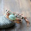 Natural Stone Bracelet Three-Layer Handmade Beaded Ladies Style Jewelry Leather Cord Bracelet