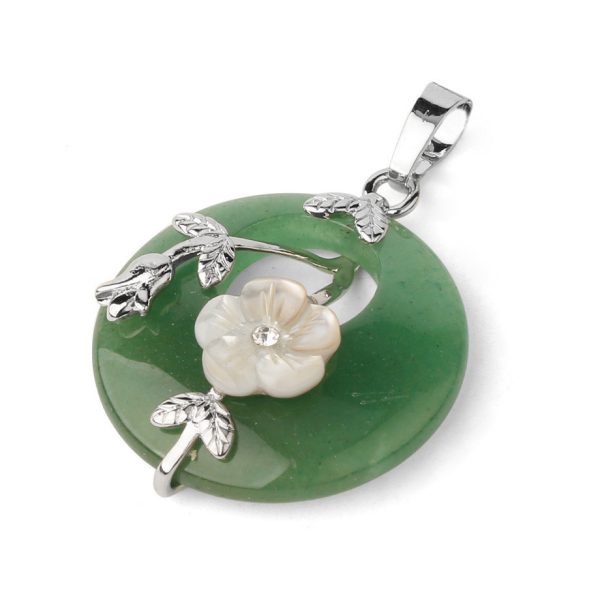 Lucky Buckle Inlaid Flower Nostalgic Stone Pendant Semi-precious Stone Jewelry Amethyst Pendant