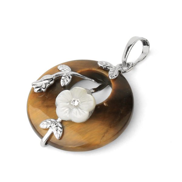 Lucky Buckle Inlaid Flower Nostalgic Stone Pendant Semi-precious Stone Jewelry Amethyst Pendant