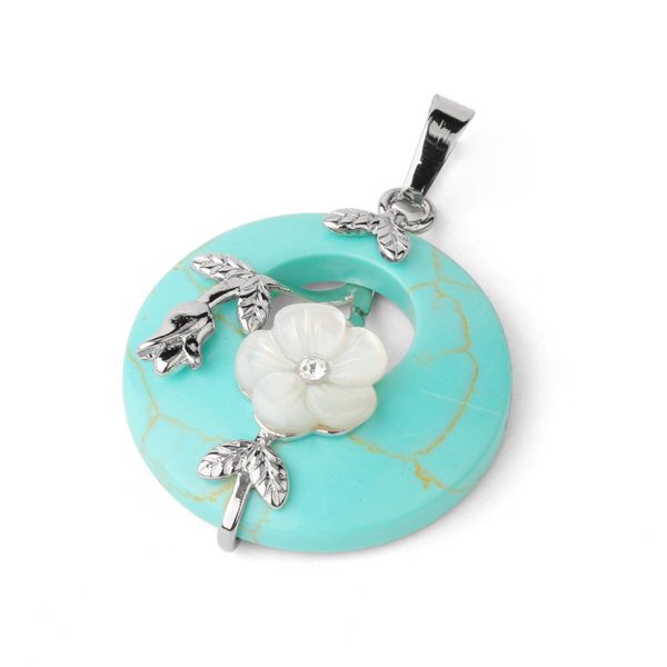 Lucky Buckle Inlaid Flower Nostalgic Stone Pendant Semi-precious Stone Jewelry Amethyst Pendant