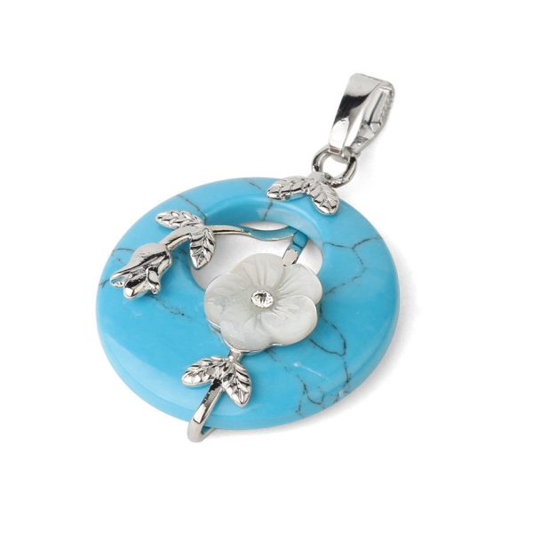 Lucky Buckle Inlaid Flower Nostalgic Stone Pendant Semi-precious Stone Jewelry Amethyst Pendant