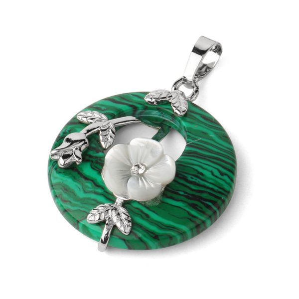 Lucky Buckle Inlaid Flower Nostalgic Stone Pendant Semi-precious Stone Jewelry Amethyst Pendant