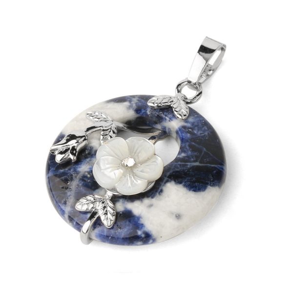 Lucky Buckle Inlaid Flower Nostalgic Stone Pendant Semi-precious Stone Jewelry Amethyst Pendant