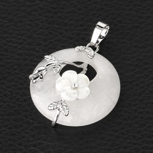 Lucky Buckle Inlaid Flower Nostalgic Stone Pendant Semi-precious Stone Jewelry Amethyst Pendant