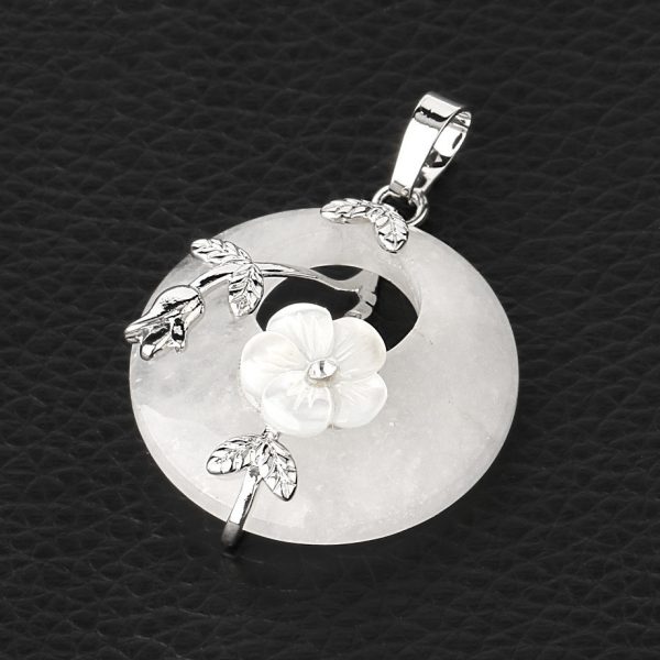 Lucky Buckle Inlaid Flower Nostalgic Stone Pendant Semi-precious Stone Jewelry Amethyst Pendant