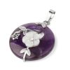 Lucky Buckle Inlaid Flower Nostalgic Stone Pendant Semi-precious Stone Jewelry Amethyst Pendant