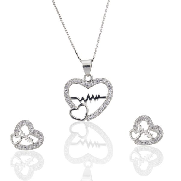 Romantic Heart Jewelry Set Earrings Earrings Necklace