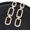 Micro-set Zirconium Diamond Gold Three-ring Chain Earring