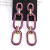 Micro-set Zirconium Diamond Gold Three-ring Chain Earring