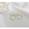 New 925 Sterling Silver Double Circle Pearl Drop Earrings For Women Fashion Elegant Gold Mosaic Zircon Earing Fashion Jewelry