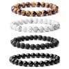 European And American Beaded Bracelets Amazon Wish Tiger Eye Stone Volcanic Stone White Pine Frosted Stone Couple Bracelet