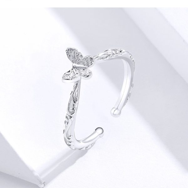 Hot Style Butterfly Necklace  Ring Set Fashion S925 Platinum Plated Two-Piece Jewelry Set