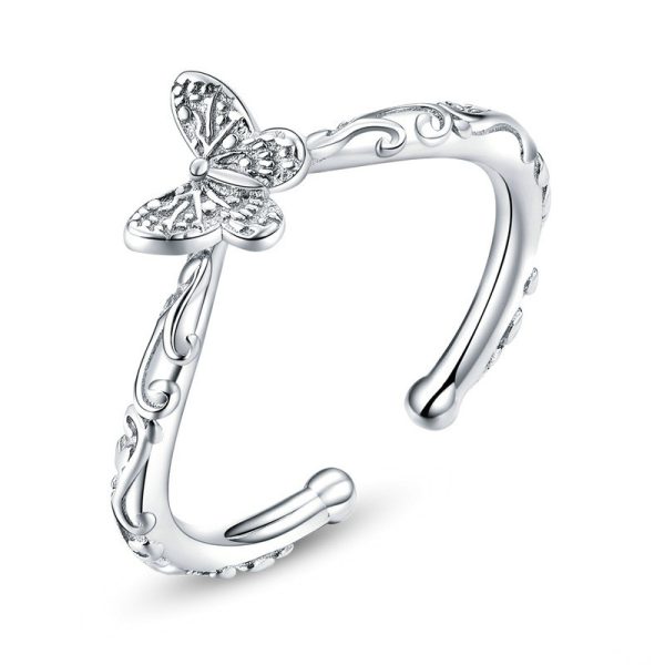 Hot Style Butterfly Necklace  Ring Set Fashion S925 Platinum Plated Two-Piece Jewelry Set