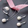 Pearl Jewelry Set S925 Silver Shell Beads Pendant Girls Fashion Zircon Earrings Freshwater Beads Ring Wholesale